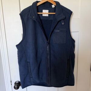 Tommy Bahama Men's Navy Fleece Vest with Zip Chest Pocket Large EUC